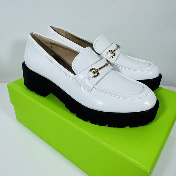 Sam Edelman Tully White Box Slip On Chunky Lug Sole Leather Loafers Sz 7 NWB - Picture 6 of 14